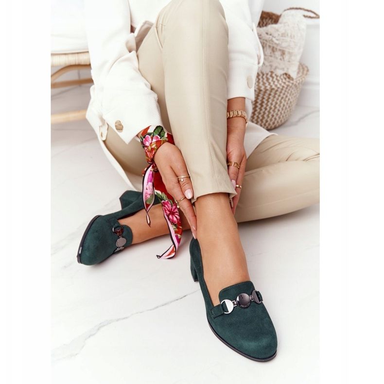 Zapato de salón en ante en el talón Sergio Leone PB148 Verde 1