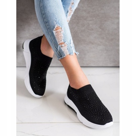 Bella Paris Zapatillas slip-on con cristales negro 1