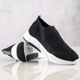 Bella Paris Zapatillas slip-on con cristales negro 4