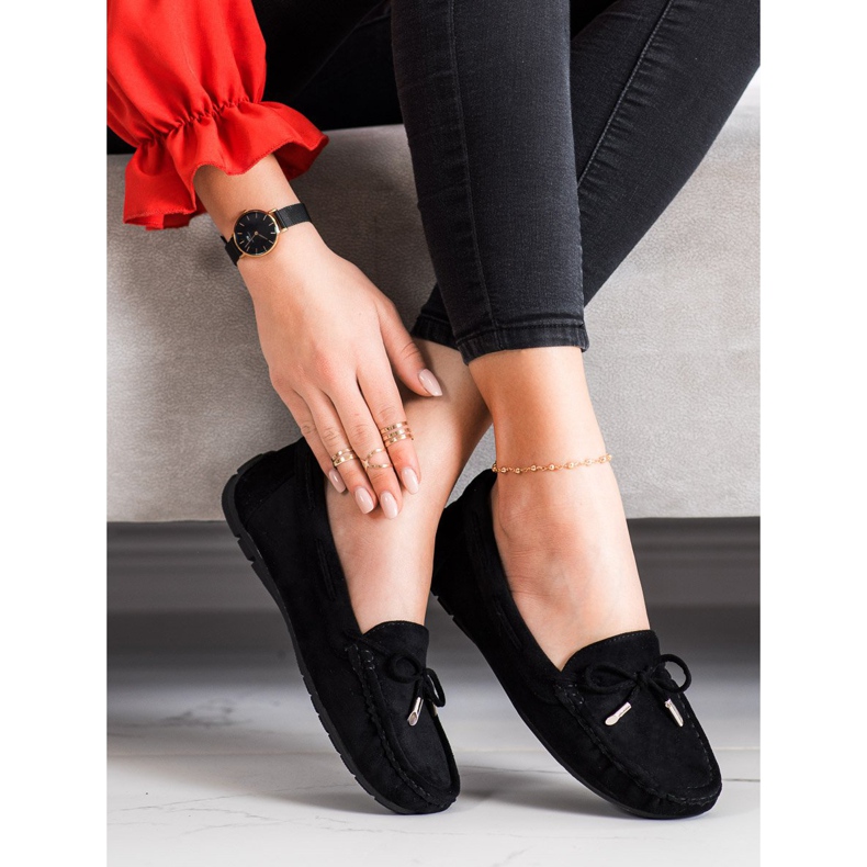 SHELOVET Mocasines de gamuza cómodos negro 1