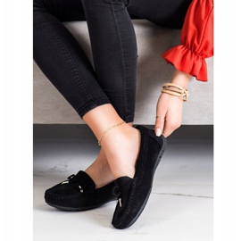 SHELOVET Mocasines de gamuza cómodos negro 2