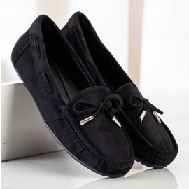 SHELOVET Mocasines de gamuza cómodos negro 3