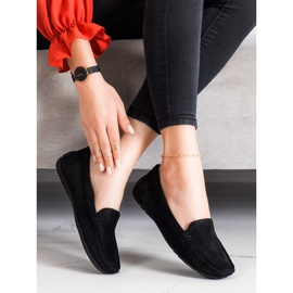 SHELOVET Mocasines de ante negros 1