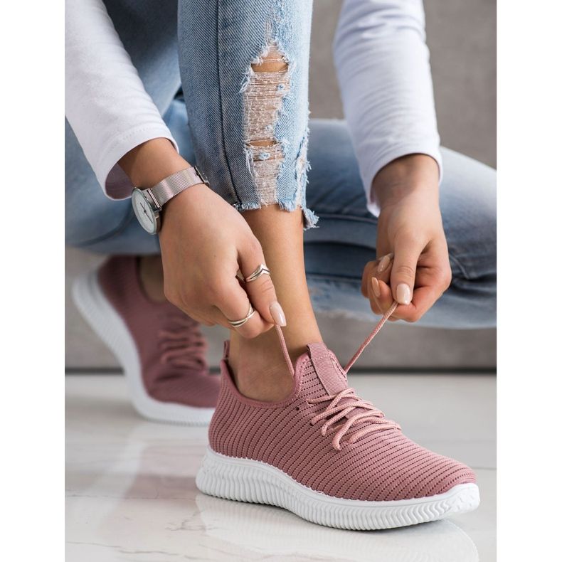 SHELOVET Zapatillas cómodas sin cordones rosa 1