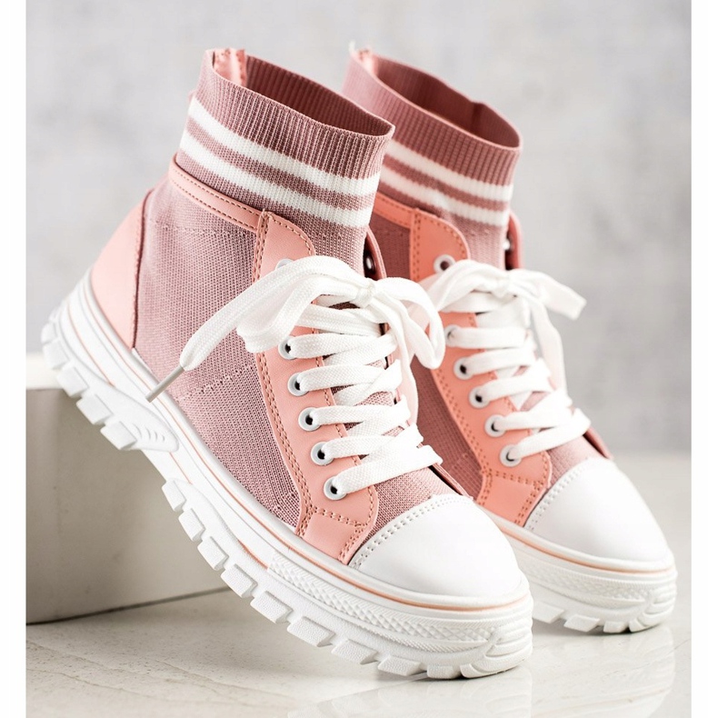 SHELOVET Zapatillas de deporte sin cordones de moda rosado 1 SHELOVET Zapatillas de deporte sin cordones de moda rosado 1