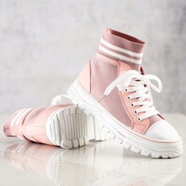 SHELOVET Zapatillas de deporte sin cordones de moda rosa 2