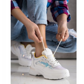 SHELOVET Zapatillas con lentejuelas blanco 3