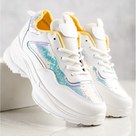 SHELOVET Zapatillas con lentejuelas blanco 2