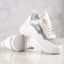 SHELOVET Zapatillas con lentejuelas blanco 4