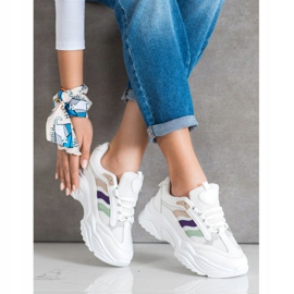SHELOVET Zapatillas con rayas de colores blanco 2