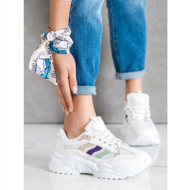 SHELOVET Zapatillas con rayas de colores blanco 4