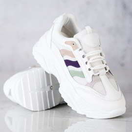 SHELOVET Zapatillas con rayas de colores blanco 1
