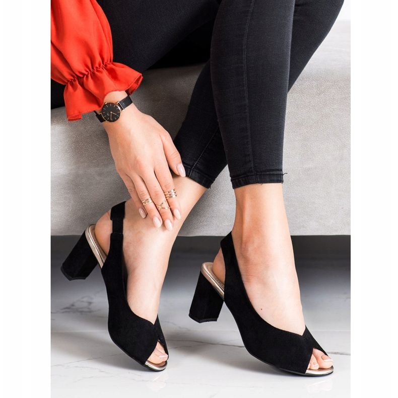 Evento Sandalias de gamuza en una barra negro 1