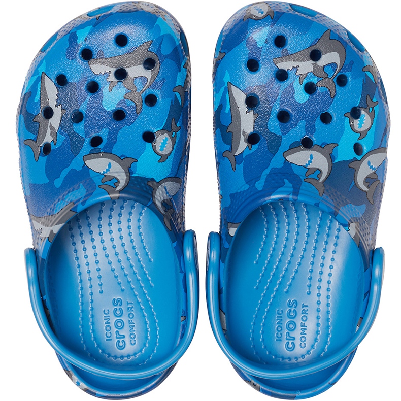 Zueco Crocs Classic Shark para niños azul 206147 4KI 1