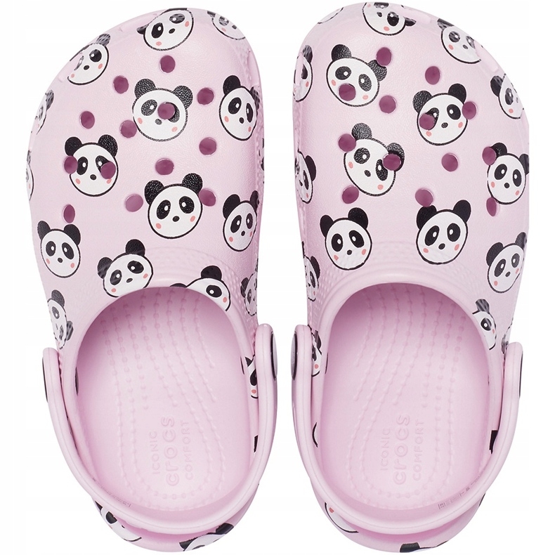 Crocs para niños Classic Panda Print Zueco rosa claro 206999 6GD rosado 1