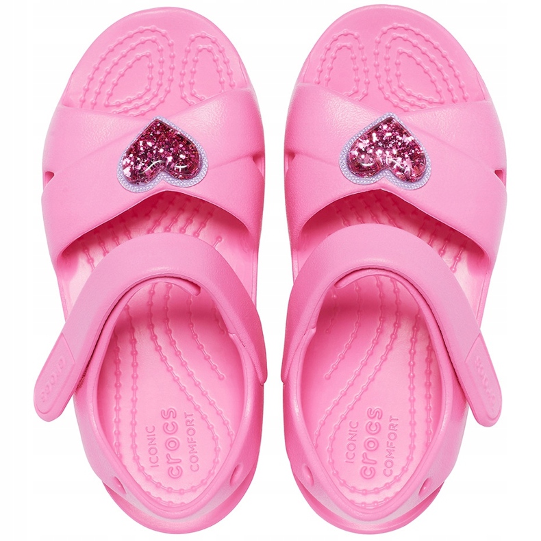 Sandalias Crocs para niños Classic Cross Strap Charm rosa 206947669 rosado 1