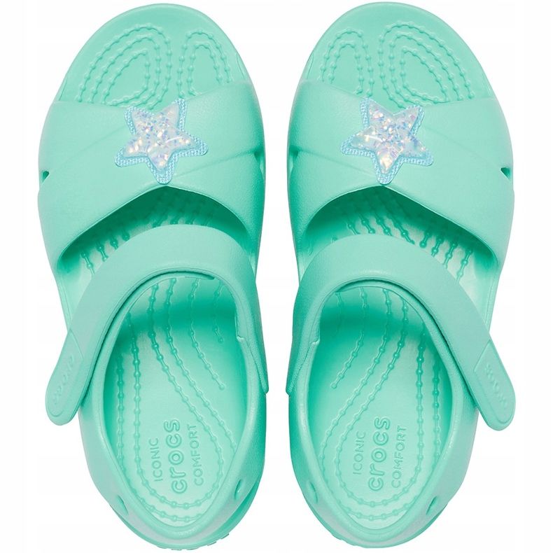 Sandalias Crocs para niños Classic Cross Strap Charm menta 206947 3U3 verde 1