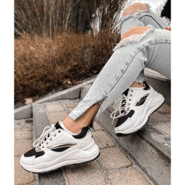Ideal Shoes Zapatillas deportivas con estilo blanco negro 6