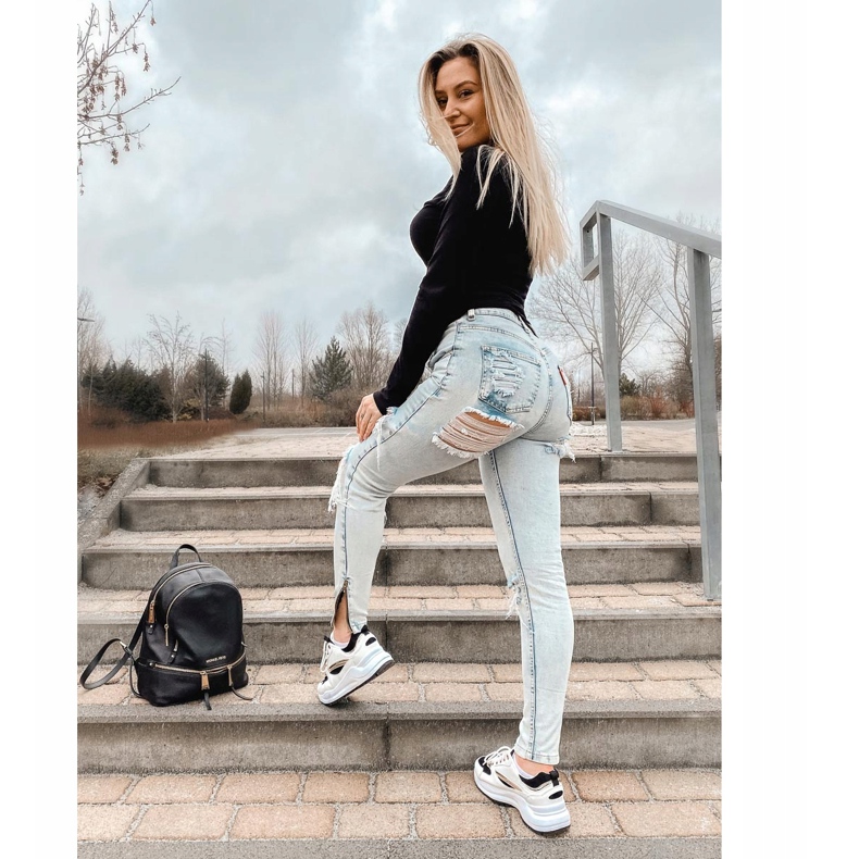 Ideal Shoes Zapatillas deportivas con estilo blanco negro 1