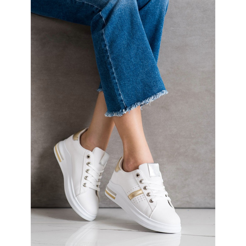 SHELOVET Zapatillas deportivas blanco dorado 1