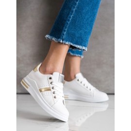 SHELOVET Zapatillas deportivas blanco dorado 2