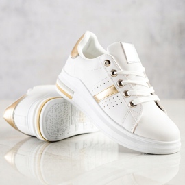 SHELOVET Zapatillas deportivas blanco dorado 4