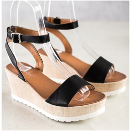 Seastar Sandalias de cuña clásicas negro 2