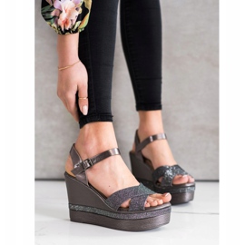 Weide Sandalias de cuña con purpurina multicolor gris 1