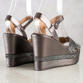 Weide Sandalias de cuña con purpurina multicolor gris 2