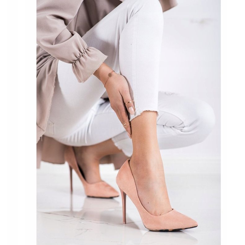 Diamantique Tacones de gamuza sexy rosa 1