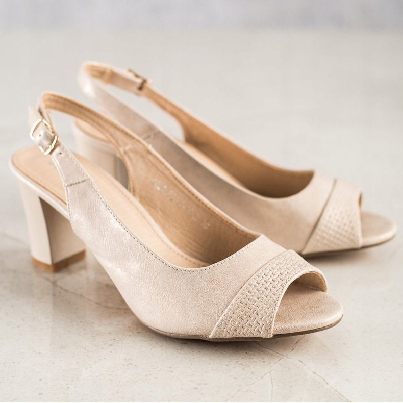 SHELOVET Elegantes sandalias de tacón beige 2