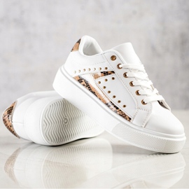 SHELOVET Zapatillas blancas en la plataforma beige blanco negro 3