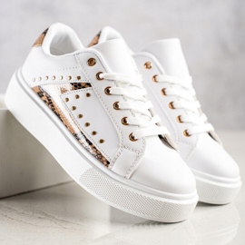 SHELOVET Zapatillas blancas en la plataforma beige blanco negro 4