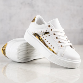 SHELOVET Zapatillas blancas en la plataforma blanco negro amarillo 4