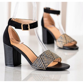 Evento Sandalias de tacón trenzado beige negro 1