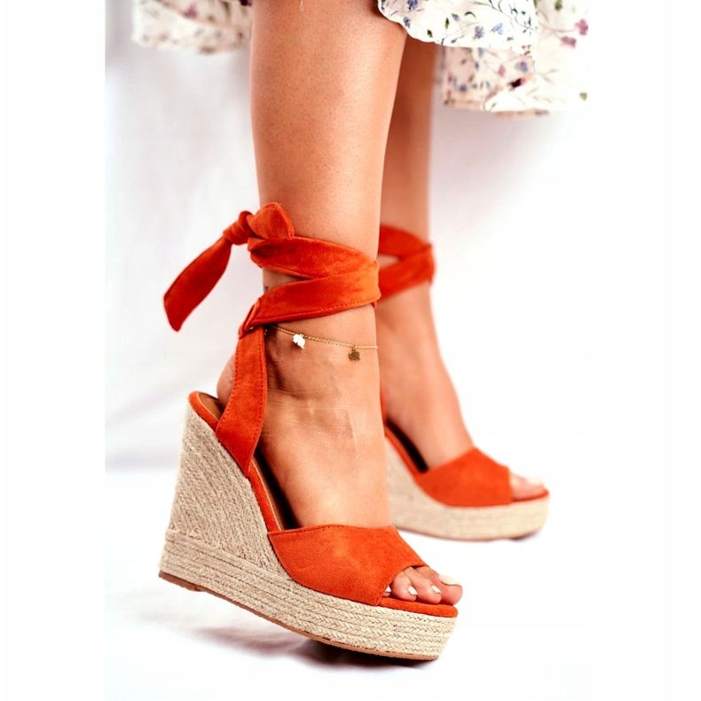 PS1 Sandalias De Mujer Con Cuña Atado Naranja Belleza 1 PS1 Sandalias De Mujer Con Cuña Atado Naranja Belleza 1