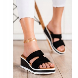 Weide Sandalias de cuña negro 3
