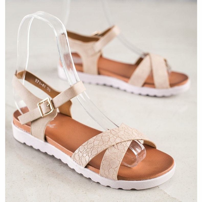 Weide Sandalias beige con cuero ecológico 1