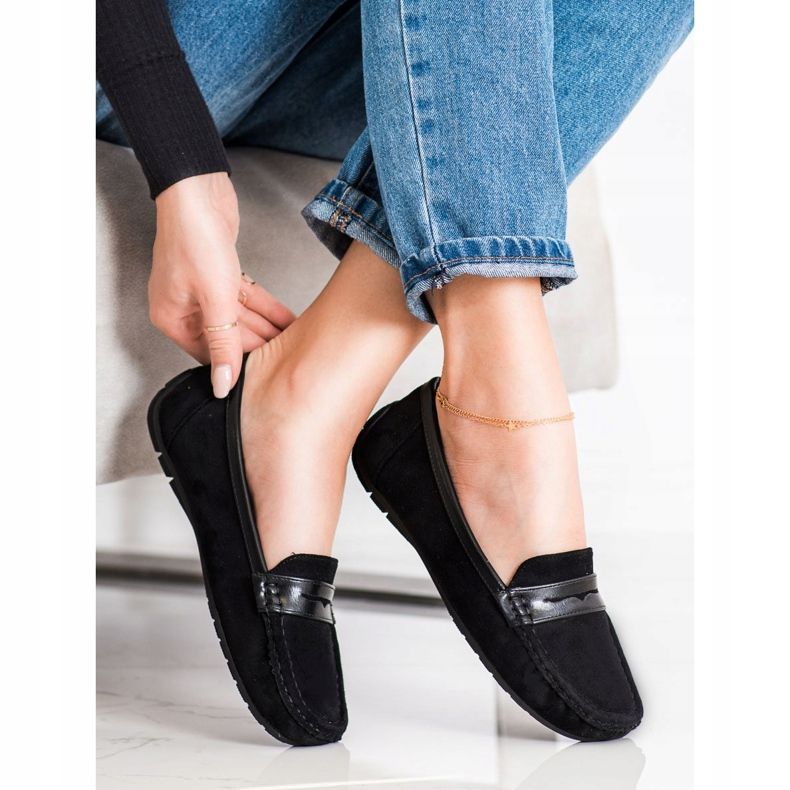 SHELOVET Mocasines negros cómodos 1