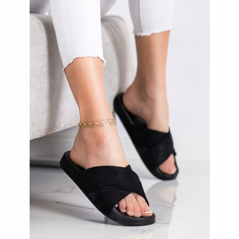 Cómodas zapatillas VINCEZA con purpurina negro 1