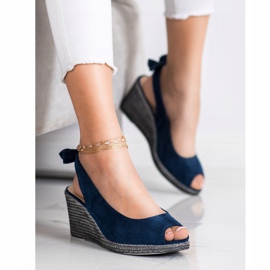 Sandalias sin cordones en la cuña VINCEZA azul marino azul 3
