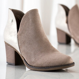 Filippo Botines de primavera con corte beige marrón 2