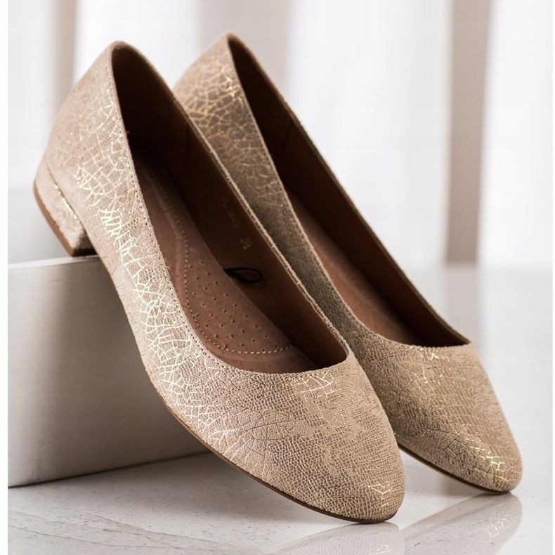 Sergio Leone BL625 Bailarinas de Tacón Plano beige dorado 2