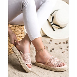 Seastar Zapatillas en una plataforma de paja beige rosado 3