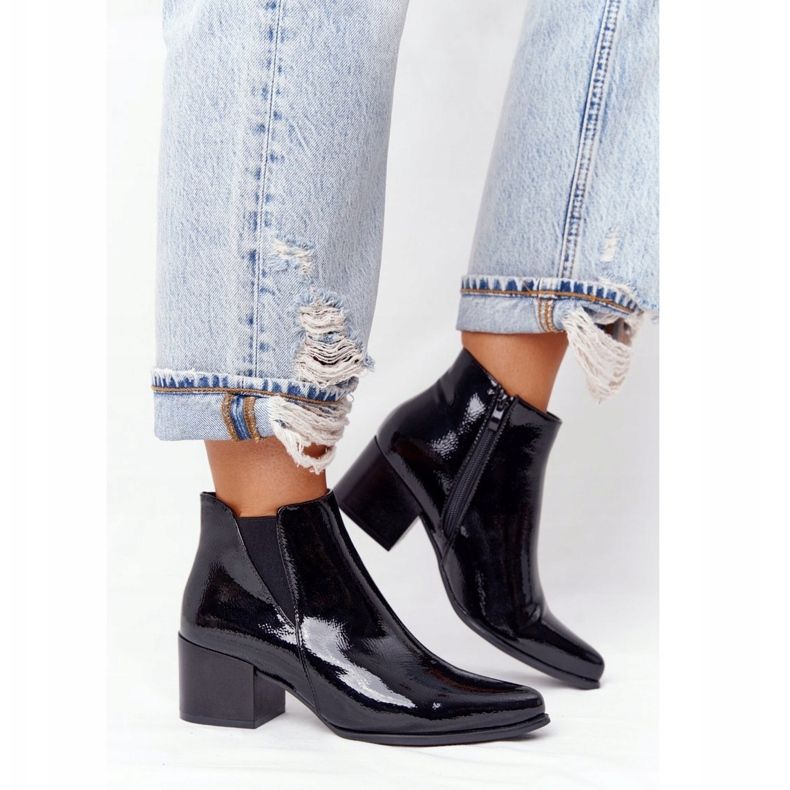 Botas Lacadas De Tacón Alto Sergio Leone BT153 Negro 2