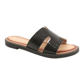 Filippo Inserto de cuero negro con aletas brillantes 1 Filippo Inserto de cuero negro con aletas brillantes 1