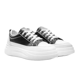 Zapatillas blancas y negras con suela gruesa de Kelsi negro 1