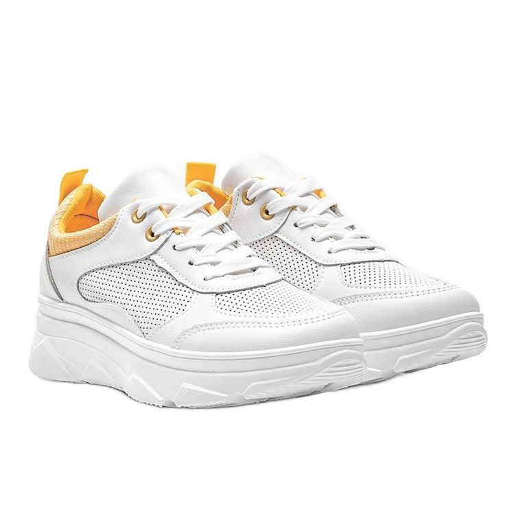 Deportivas blancas de suela gruesa con estampado Joyce de piel de serpiente blanco 2