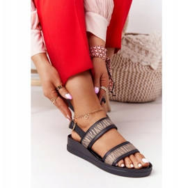 Sandalias Cuña Piel Laura Messi 2232 Negro beige 3