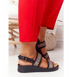 Sandalias Cuña Piel Laura Messi 2232 Negro beige 5